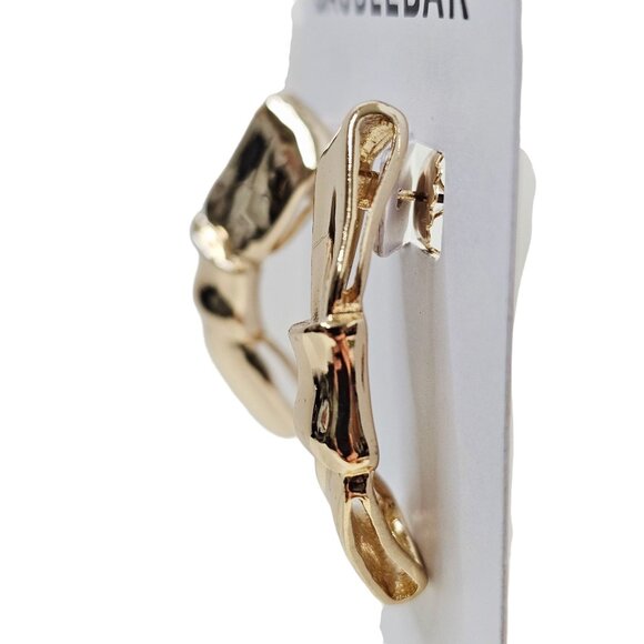 BaubleBar Gold Vertical‎ Bow Statement Earrings NWT Bold Chunky - Picture 2 of 5